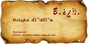 Butyka Ádám névjegykártya